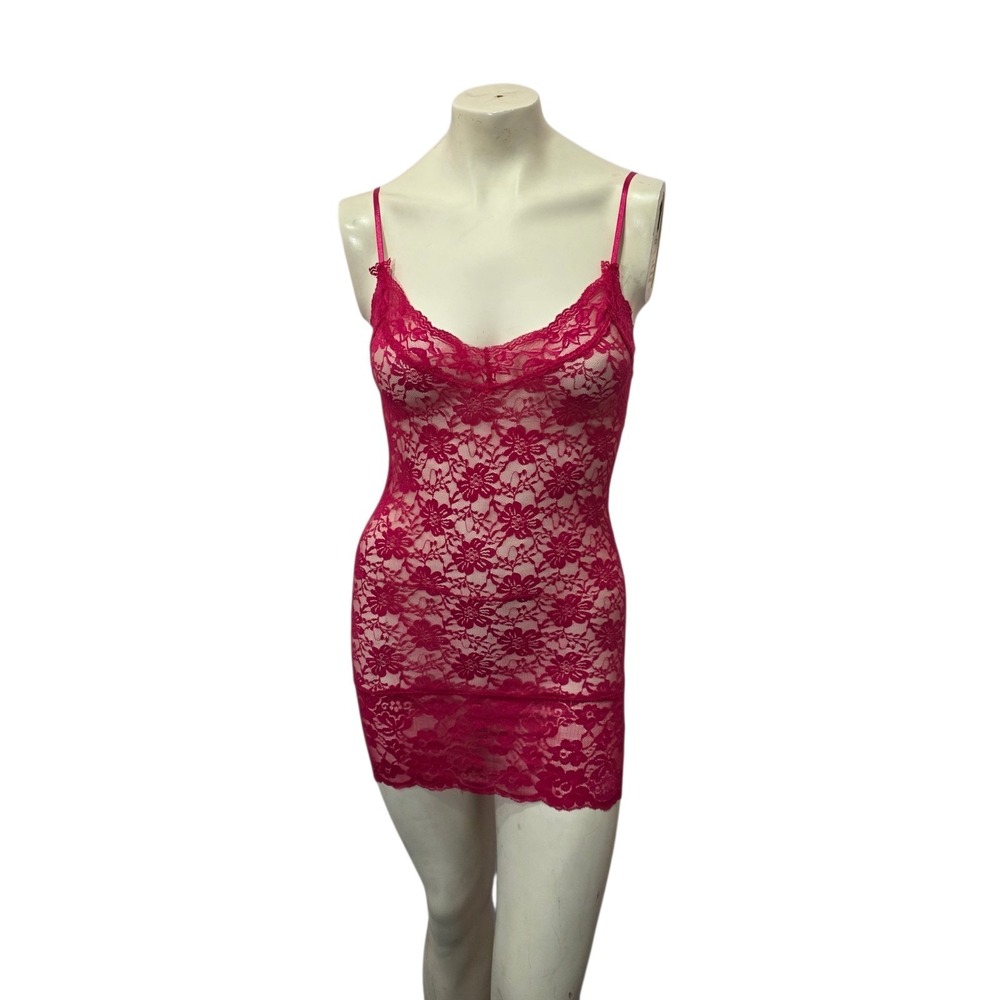 Activity Pink‎ Floral Lace Chemise Babydoll Slip Nightgown Lingerie Small Sheer